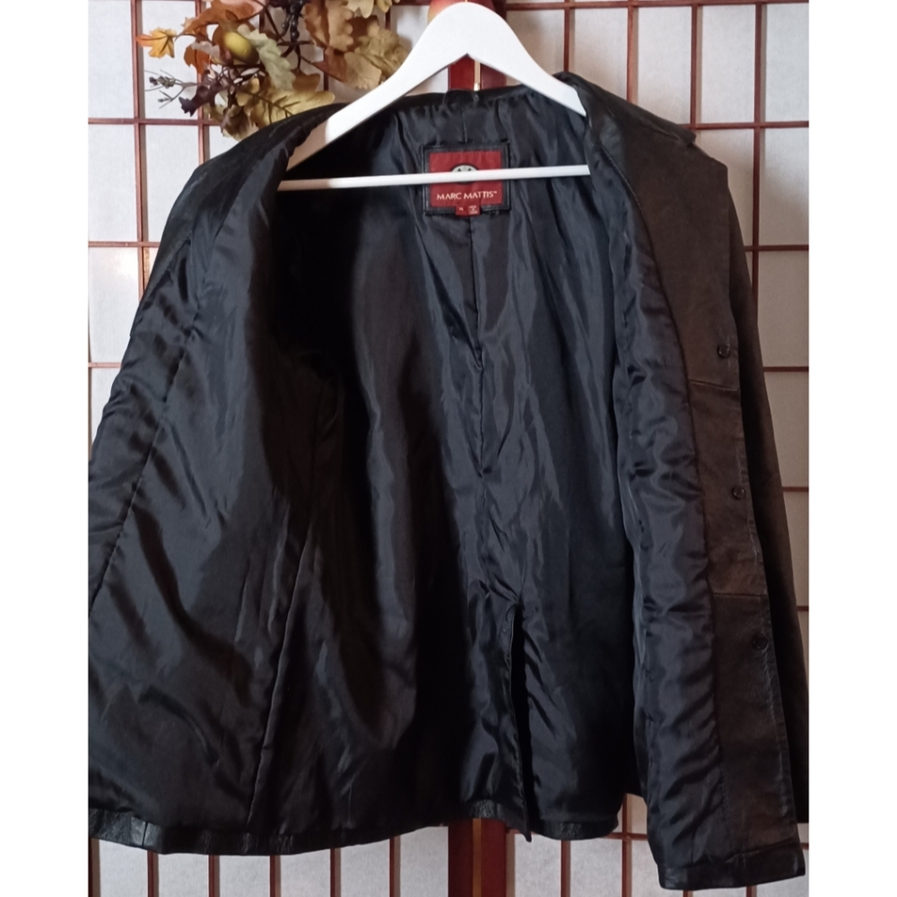 Marc Mattis Herringbone Button-Front Leather Jack… - image 8